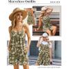 image:imageEkouaer Rompers for Women Summer Sleeveless Shorts Casual Spaghetti Strap Jumpsuits with Pockets Beach Vacation Outfits SXXLOlive Green Floral