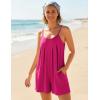 image:imageEkouaer Rompers for Women Summer Sleeveless Shorts Casual Spaghetti Strap Jumpsuits with Pockets Beach Vacation Outfits SXXLRose Pink