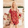 image:imageEkouaer Silk Pajama for Women Short Sleeve Satin Pj Set Two Piece Soft Sleepwear Loungewear SXXLAred Christmas Teddy
