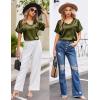 image:imageEkouaer Silk Pajama for Women Short Sleeve Satin Pj Set Two Piece Soft Sleepwear Loungewear SXXLArmy Green