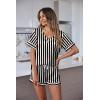 image:imageEkouaer Silk Pajama for Women Short Sleeve Satin Pj Set Two Piece Soft Sleepwear Loungewear SXXLBlackchampagne Stripes