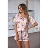 image:imageEkouaer Silk Pajama for Women Short Sleeve Satin Pj Set Two Piece Soft Sleepwear Loungewear SXXLFlamingo