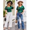 image:imageEkouaer Silk Pajama for Women Short Sleeve Satin Pj Set Two Piece Soft Sleepwear Loungewear SXXLGreen