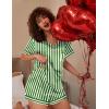 image:imageEkouaer Silk Pajama for Women Short Sleeve Satin Pj Set Two Piece Soft Sleepwear Loungewear SXXLGreenwhite Stripes