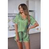 image:imageEkouaer Silk Pajama for Women Short Sleeve Satin Pj Set Two Piece Soft Sleepwear Loungewear SXXLGreenwhite Stripes