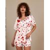 image:imageEkouaer Silk Pajama for Women Short Sleeve Satin Pj Set Two Piece Soft Sleepwear Loungewear SXXLLove Rose