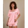 image:imageEkouaer Silk Pajama for Women Short Sleeve Satin Pj Set Two Piece Soft Sleepwear Loungewear SXXLPink Stripes