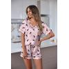 image:imageEkouaer Silk Pajama for Women Short Sleeve Satin Pj Set Two Piece Soft Sleepwear Loungewear SXXLPink Wine Glass