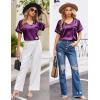 image:imageEkouaer Silk Pajama for Women Short Sleeve Satin Pj Set Two Piece Soft Sleepwear Loungewear SXXLPurple