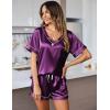 image:imageEkouaer Silk Pajama for Women Short Sleeve Satin Pj Set Two Piece Soft Sleepwear Loungewear SXXLPurple