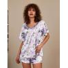 image:imageEkouaer Silk Pajama for Women Short Sleeve Satin Pj Set Two Piece Soft Sleepwear Loungewear SXXLPurple Butterfly  Daisies