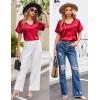 image:imageEkouaer Silk Pajama for Women Short Sleeve Satin Pj Set Two Piece Soft Sleepwear Loungewear SXXLRed