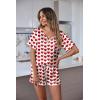 image:imageEkouaer Silk Pajama for Women Short Sleeve Satin Pj Set Two Piece Soft Sleepwear Loungewear SXXLRed Heart