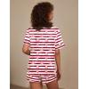 image:imageEkouaer Silk Pajama for Women Short Sleeve Satin Pj Set Two Piece Soft Sleepwear Loungewear SXXLRed Striped Teddy