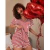 image:imageEkouaer Silk Pajama for Women Short Sleeve Satin Pj Set Two Piece Soft Sleepwear Loungewear SXXLRedwhite Stripes