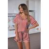 image:imageEkouaer Silk Pajama for Women Short Sleeve Satin Pj Set Two Piece Soft Sleepwear Loungewear SXXLRedwhite Stripes