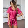 image:imageEkouaer Silk Pajama for Women Short Sleeve Satin Pj Set Two Piece Soft Sleepwear Loungewear SXXLRose Red