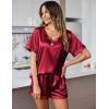 image:imageEkouaer Silk Pajama for Women Short Sleeve Satin Pj Set Two Piece Soft Sleepwear Loungewear SXXLWine Red