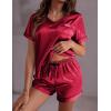 image:imageEkouaer Silk Pajama for Women Short Sleeve Satin Pj Set Two Piece Soft Sleepwear Loungewear SXXLWine Red
