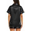 image:imageEkouaer Silk Pajamas for Women Short Sleeve Sleepwear Soft Button Down Loungewear 2 Piece Satin Pjs Shorts SetBlack