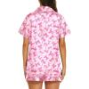 image:imageEkouaer Silk Pajamas for Women Short Sleeve Sleepwear Soft Button Down Loungewear 2 Piece Satin Pjs Shorts SetBow Knot Pink