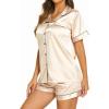 image:imageEkouaer Silk Pajamas for Women Short Sleeve Sleepwear Soft Button Down Loungewear 2 Piece Satin Pjs Shorts SetChampagne