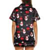 image:imageEkouaer Silk Pajamas for Women Short Sleeve Sleepwear Soft Button Down Loungewear 2 Piece Satin Pjs Shorts SetChristmas Black