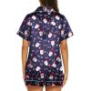 image:imageEkouaer Silk Pajamas for Women Short Sleeve Sleepwear Soft Button Down Loungewear 2 Piece Satin Pjs Shorts SetChristmas Navy