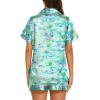 image:imageEkouaer Silk Pajamas for Women Short Sleeve Sleepwear Soft Button Down Loungewear 2 Piece Satin Pjs Shorts SetFlamingo Light Green