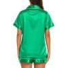 image:imageEkouaer Silk Pajamas for Women Short Sleeve Sleepwear Soft Button Down Loungewear 2 Piece Satin Pjs Shorts SetGreen