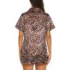 image:imageEkouaer Silk Pajamas for Women Short Sleeve Sleepwear Soft Button Down Loungewear 2 Piece Satin Pjs Shorts SetLeopard