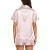 image:imageEkouaer Silk Pajamas for Women Short Sleeve Sleepwear Soft Button Down Loungewear 2 Piece Satin Pjs Shorts SetLeopard Pink