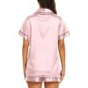 image:imageEkouaer Silk Pajamas for Women Short Sleeve Sleepwear Soft Button Down Loungewear 2 Piece Satin Pjs Shorts SetLight Pink