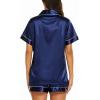 image:imageEkouaer Silk Pajamas for Women Short Sleeve Sleepwear Soft Button Down Loungewear 2 Piece Satin Pjs Shorts SetNavy