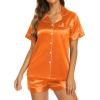 image:imageEkouaer Silk Pajamas for Women Short Sleeve Sleepwear Soft Button Down Loungewear 2 Piece Satin Pjs Shorts SetOrange
