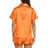 image:imageEkouaer Silk Pajamas for Women Short Sleeve Sleepwear Soft Button Down Loungewear 2 Piece Satin Pjs Shorts SetOrange