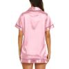 image:imageEkouaer Silk Pajamas for Women Short Sleeve Sleepwear Soft Button Down Loungewear 2 Piece Satin Pjs Shorts SetPink