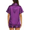 image:imageEkouaer Silk Pajamas for Women Short Sleeve Sleepwear Soft Button Down Loungewear 2 Piece Satin Pjs Shorts SetPurple