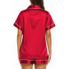 image:imageEkouaer Silk Pajamas for Women Short Sleeve Sleepwear Soft Button Down Loungewear 2 Piece Satin Pjs Shorts SetRed