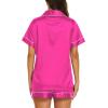 image:imageEkouaer Silk Pajamas for Women Short Sleeve Sleepwear Soft Button Down Loungewear 2 Piece Satin Pjs Shorts SetRose