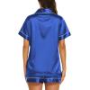 image:imageEkouaer Silk Pajamas for Women Short Sleeve Sleepwear Soft Button Down Loungewear 2 Piece Satin Pjs Shorts SetRoyal Blue