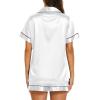 image:imageEkouaer Silk Pajamas for Women Short Sleeve Sleepwear Soft Button Down Loungewear 2 Piece Satin Pjs Shorts SetWhite