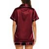 image:imageEkouaer Silk Pajamas for Women Short Sleeve Sleepwear Soft Button Down Loungewear 2 Piece Satin Pjs Shorts SetWine