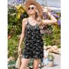 image:imageEkouaer Summer Rompers for Women Boho Beach Vacation Outfits Sleeveless Loose Shorts Overalls 2026 Jumpsuit With PocketsBlack Floral