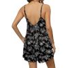 image:imageEkouaer Summer Rompers for Women Boho Beach Vacation Outfits Sleeveless Loose Shorts Overalls 2026 Jumpsuit With PocketsBlack Floral