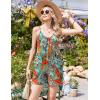 image:imageEkouaer Summer Rompers for Women Boho Beach Vacation Outfits Sleeveless Loose Shorts Overalls 2026 Jumpsuit With PocketsPlant Leaves Floral