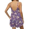 image:imageEkouaer Summer Rompers for Women Boho Beach Vacation Outfits Sleeveless Loose Shorts Overalls 2026 Jumpsuit With PocketsPurple Floral