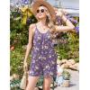 image:imageEkouaer Summer Rompers for Women Boho Beach Vacation Outfits Sleeveless Loose Shorts Overalls 2026 Jumpsuit With PocketsPurple Floral