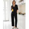 image:imageEkouaer Women Pajamas Set Button Down Sleepwear Short Sleeve Pjs Soft Comfy Nightwear with Long Pants SXXLBlack