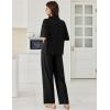 image:imageEkouaer Women Pajamas Set Button Down Sleepwear Short Sleeve Pjs Soft Comfy Nightwear with Long Pants SXXLBlack